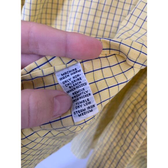 Ralph Lauren Yellow Blue Plaid Button Down Shirt Mens Sz 17.5 34/35 Yarmouth - Picture 7 of 9